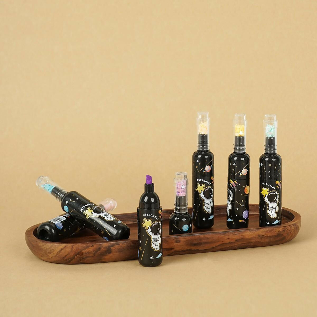 Glitter Bottle fancy highlighter pen set for kids girls, school and office uses. Perfect for school, office, family use.