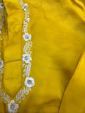 Elegant pure crepe lehenga set for baby girls with hand-thread work and accessories; stylish kurta-pyjama set for baby boys, perfect for festive occasions.