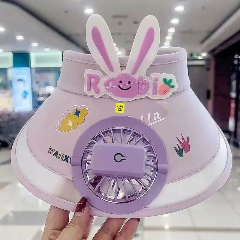 Cute Cartoon Stylish Sun Visor Cap with Fan