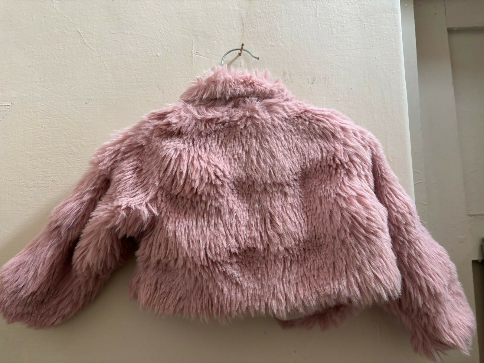 Pink Fur Crop Jacket for Baby (6–9 Months)