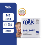 Milk Baby Diaper Flexi Tape , Size NB - 22 Pcs, 0 To 5 KG