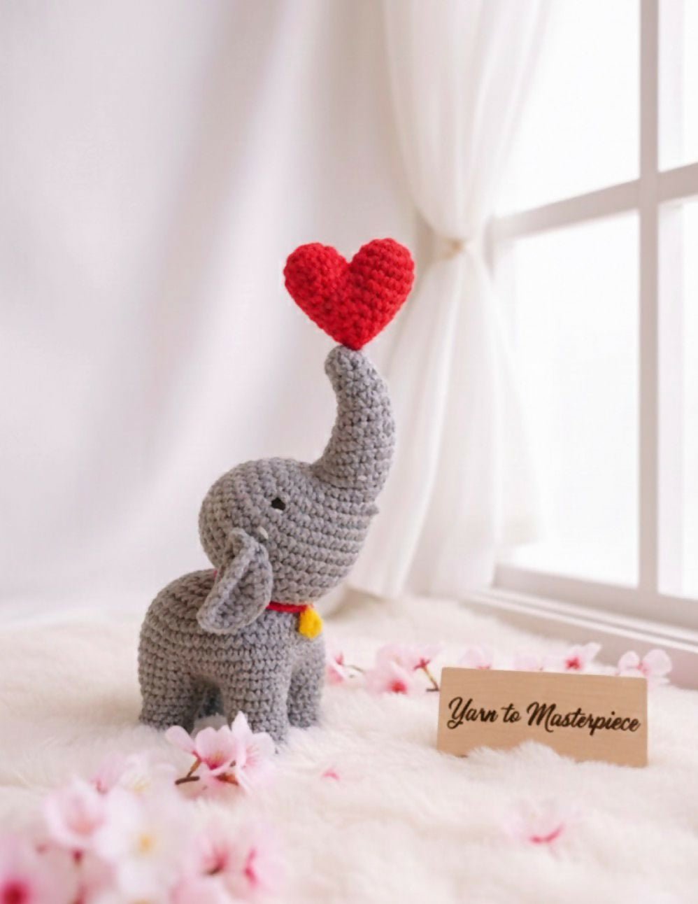 Crochet Elephant Toy with Ball / Heart Option