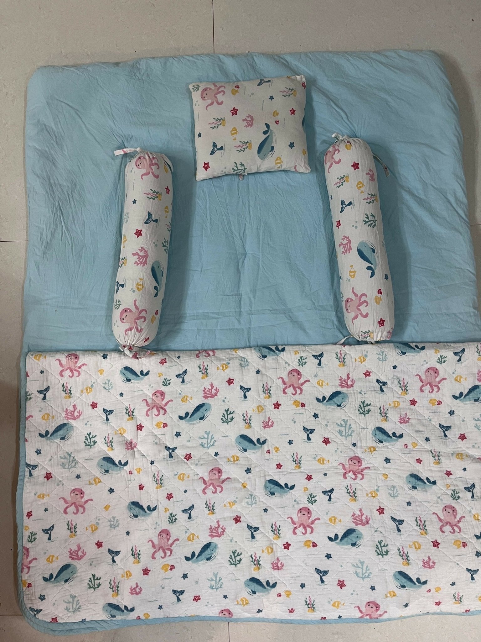 HAUS & KINDER Bundle of Joy Bedding Set (Vitamin Sea – White Blue)