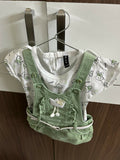Green baby romper with white shirt