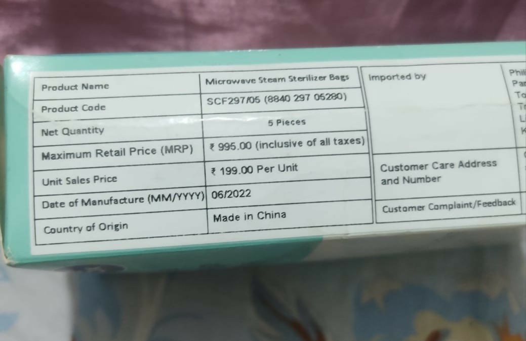 Philips Avent Microwave Sterilizing Bag | Kills 99.9% Germs | Sterilizes Bottles, Breast Pump and Baby Products in 90 Sec | 100 Sterilization Cycle in One Pack | Pack of 5 Bags (White) . Seal packed box. 