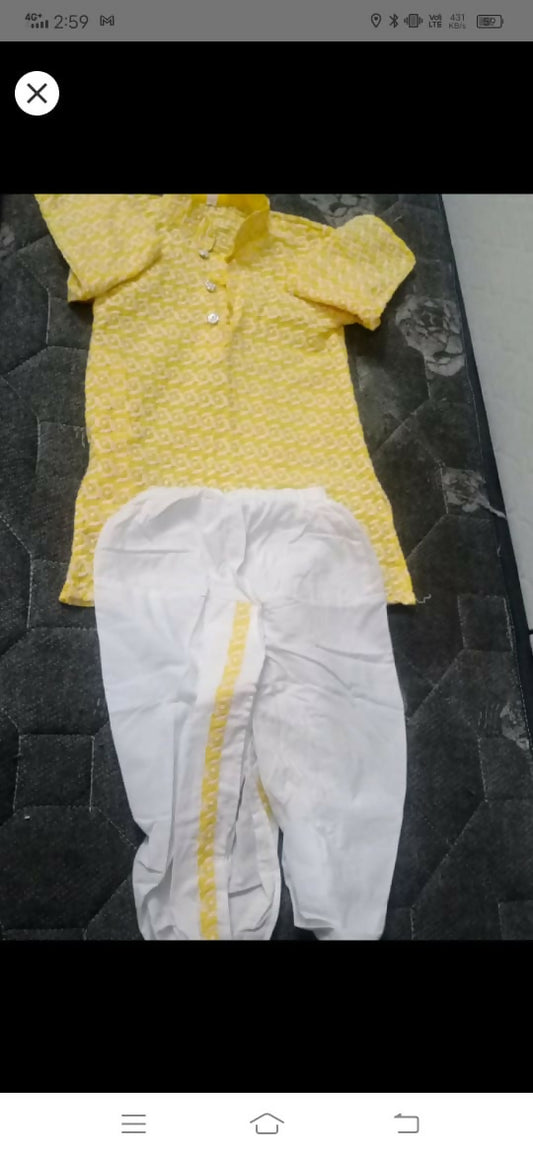 Wrap your baby boy in comfort and tradition with this pure cotton dhoti kurta set, perfect for festive celebrations!