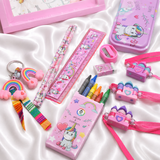 ILEARNNGROW Unicorn Theme Stationery Rakhi Combo – Unicorn Pencil Box Set with Castle Rakhi for Kids