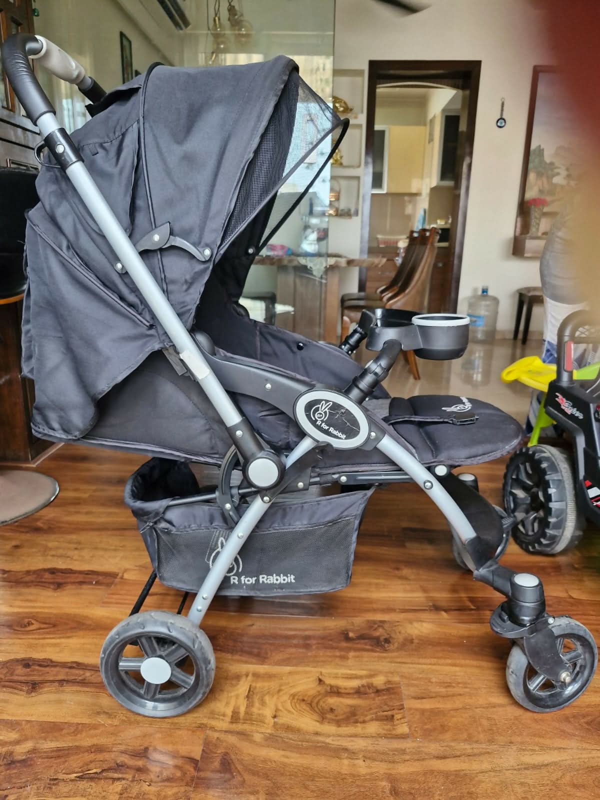 R FOR RABBIT Chocolate Ride Stroller/Pram For Kids - Reversible Handle, Multiple Recline Positions, Cup Holder with Meal Tray, 5 Point Safety Harness, Storage Basket