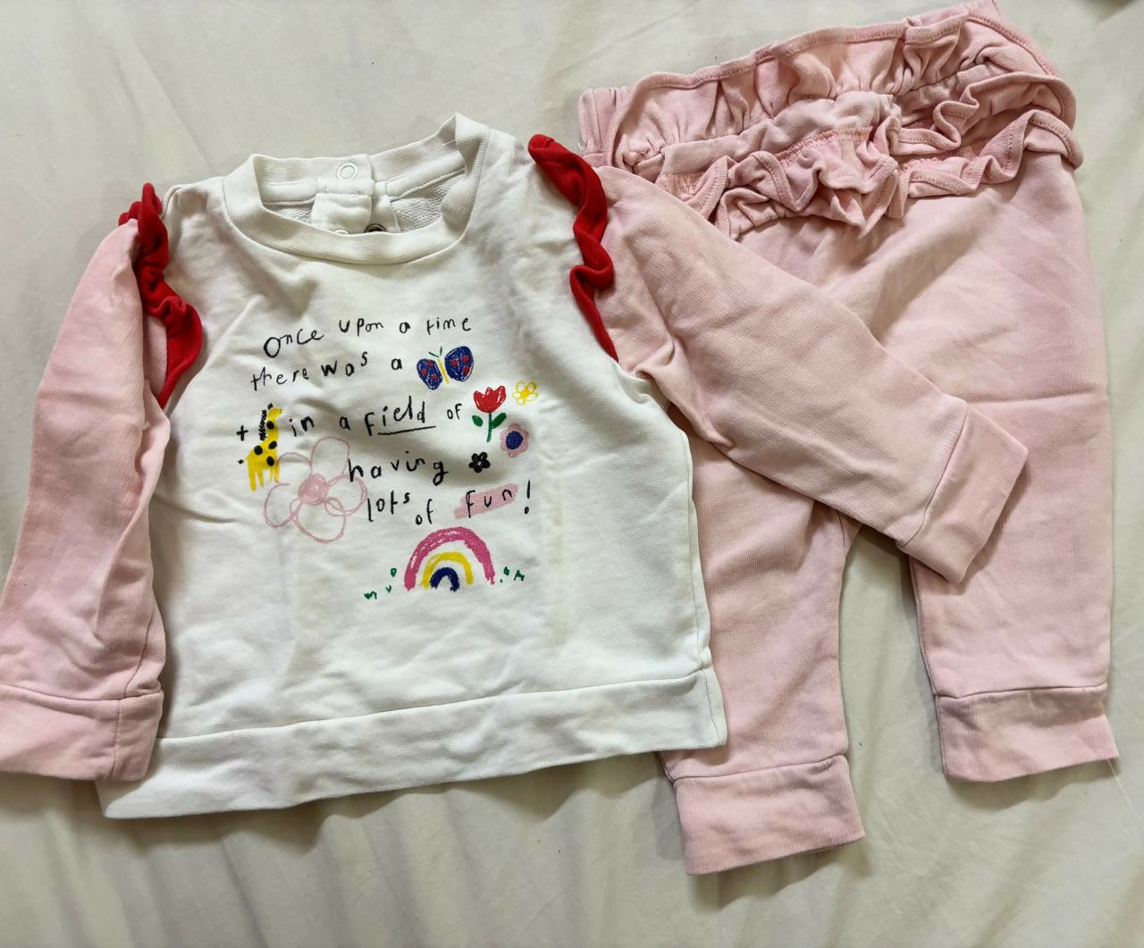 MOTHERCARE cotton jogger set – soft, stylish, and comfortable outfit for babies up to 6 months.