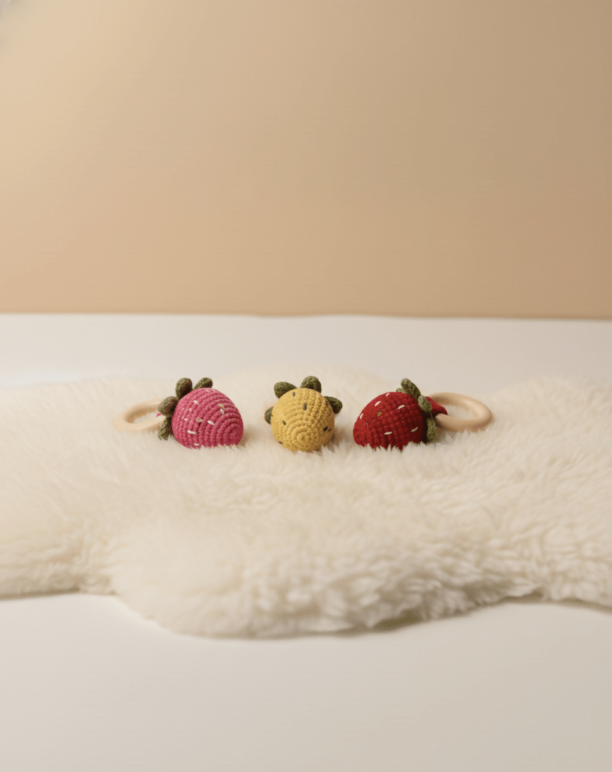 Strawberry rattle for baby
