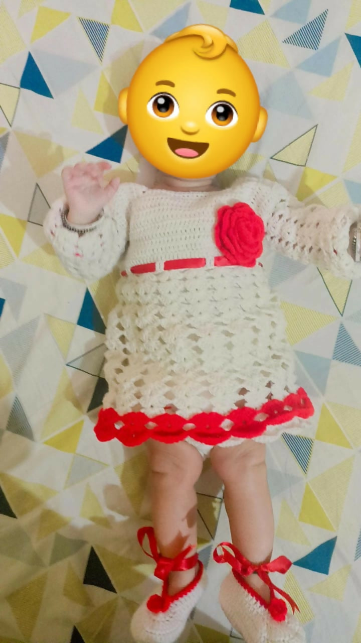 Charming Dress, Booties, and Cap Set for Baby - Perfect Outfit for Special Occasions.