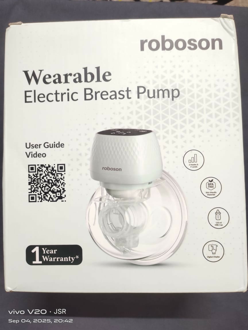 ROBOSON wearable breast pump for convenient, hands-free, and quiet milk expression anytime.