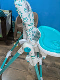 BABYHUG Fine Dine Highchair With 6 Adjustable Heights & 3 Level Seat Recline - Sea Green White