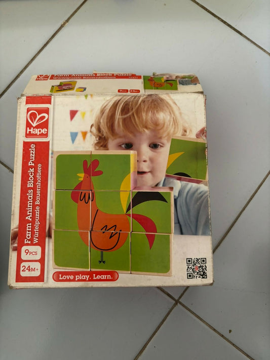 HAPE Block Puzzle & TOPPLE Set – Educational Wooden Toy Combo for Kids