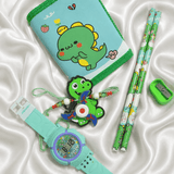 ILEARNNGROW Luggage Packing Stationery Rakhi Combo – Complete School Essentials Gift Set with Watch, Wallet & Rakhi- Green