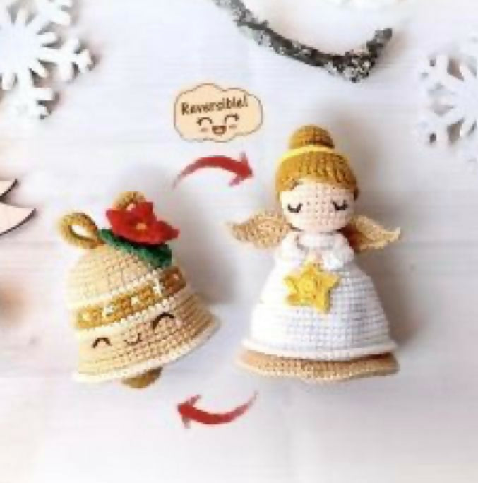 Reversible Angel Bell Doll – soft, cuddly toy with bell sound for kids.