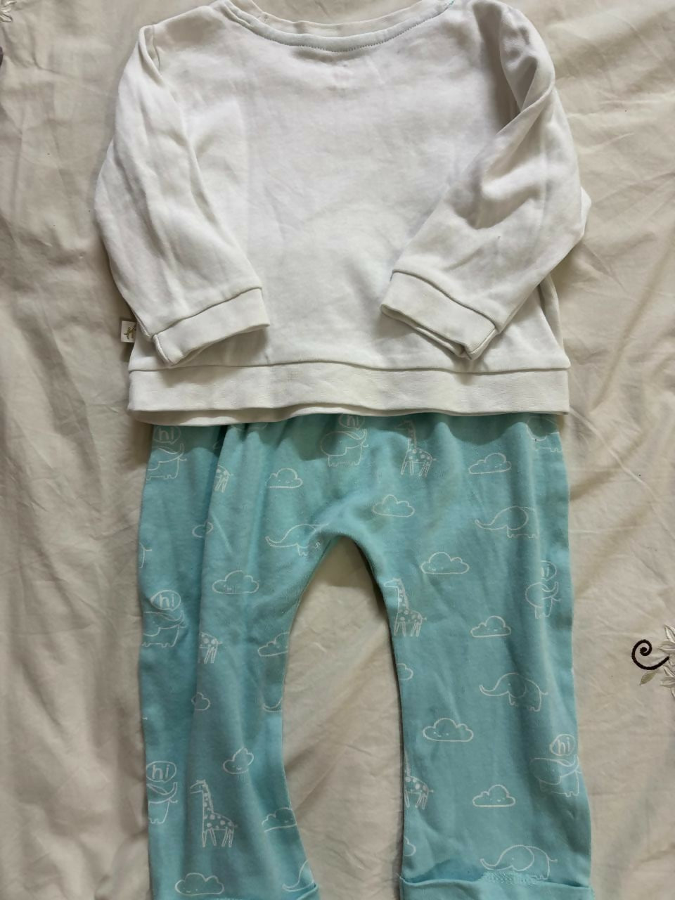 HAMLEYS baby boy T-shirt and trousers set – soft cotton embroidered outfit for 6–9 months.