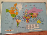 Pinboard world map 3x2 ft, travel photo pin board, high definition wall map, adventure décor, world map for travel memories