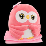 Pink owl plush toy with a bow