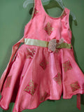 DOLLY BE Girls Frock (Shiny Orange Digital Print)