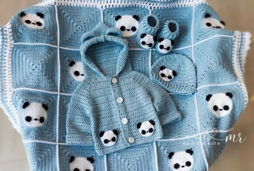 Baby blanket, sweater, beanie, and booties set for warmth and comfort, crafted from baby-safe materials, perfect for everyday use or gifting.