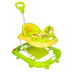 360° Baby Activity Walker | 3 Level Adjustable Height, Foot Mat, Musical Detachable Toy Bar | Parental Push Handle, Anti-Rollover Folding Walker for Boys, Girls, Kids | 6-18 Months 15kg-Green