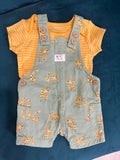 MOTHERCARE Printed Dungarees with Striped Bodysuit
