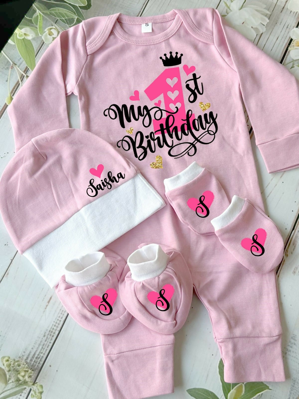 Romper with Mittens & Cap Set