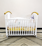 HunyHuny Wooden Baby Cot Crib Rocking Wheels Mattress Included B102