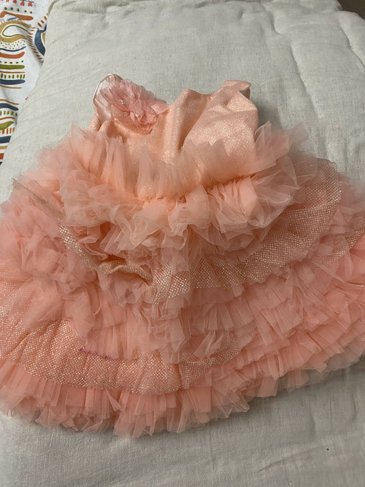 1st Birthday Peach Frock/Dress for Baby Girl - PyaraBaby