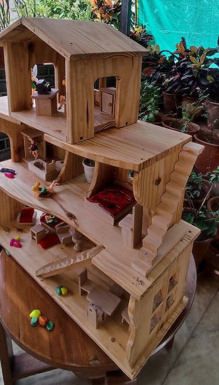 Wooden Doll House- Multi Arrangement 3 Storied Play Set - PyaraBaby