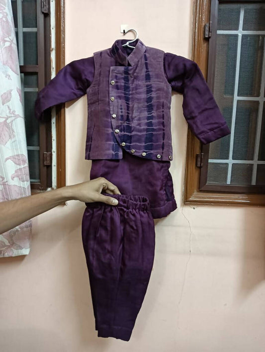 Purple Heavy Style Kurta with Pyjamas and Koti - PyaraBaby