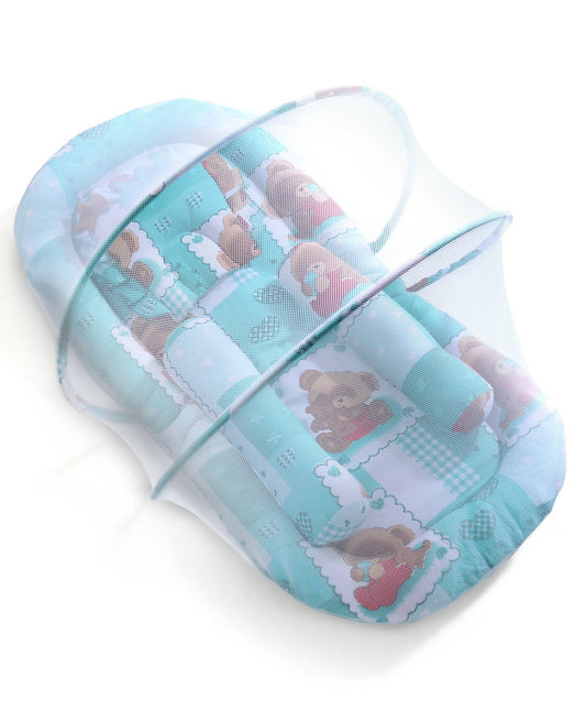 BABYHUG Teddy Print Baby Jumbo Bedding Set With Mosquito Net - Green - PyaraBaby
