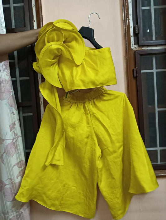 LITTLE MUFFET One Shoulder Crop Top and Lehenga - PyaraBaby