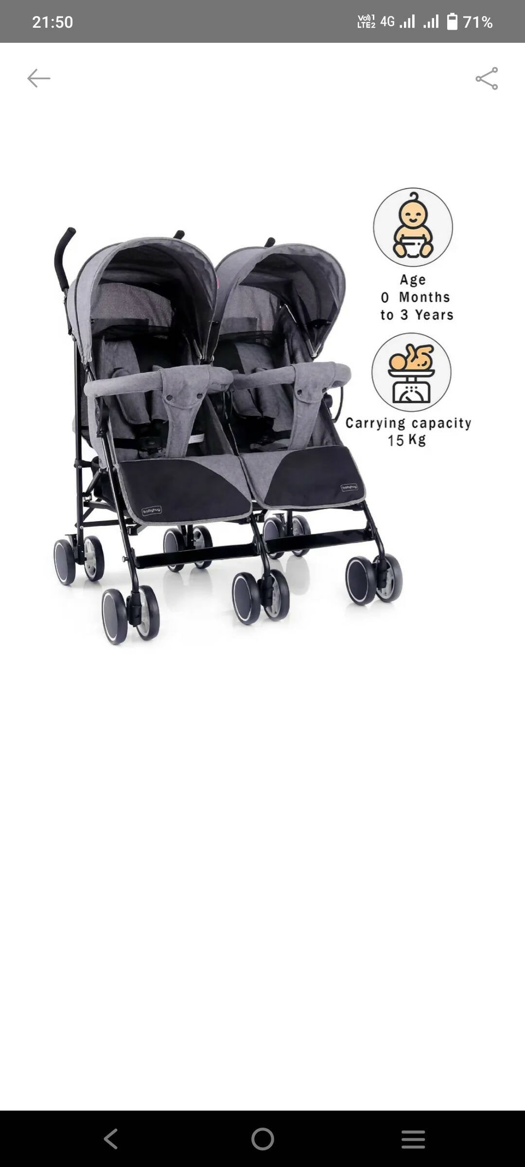 BABYHUG Deuce Twins Stroller - PyaraBaby