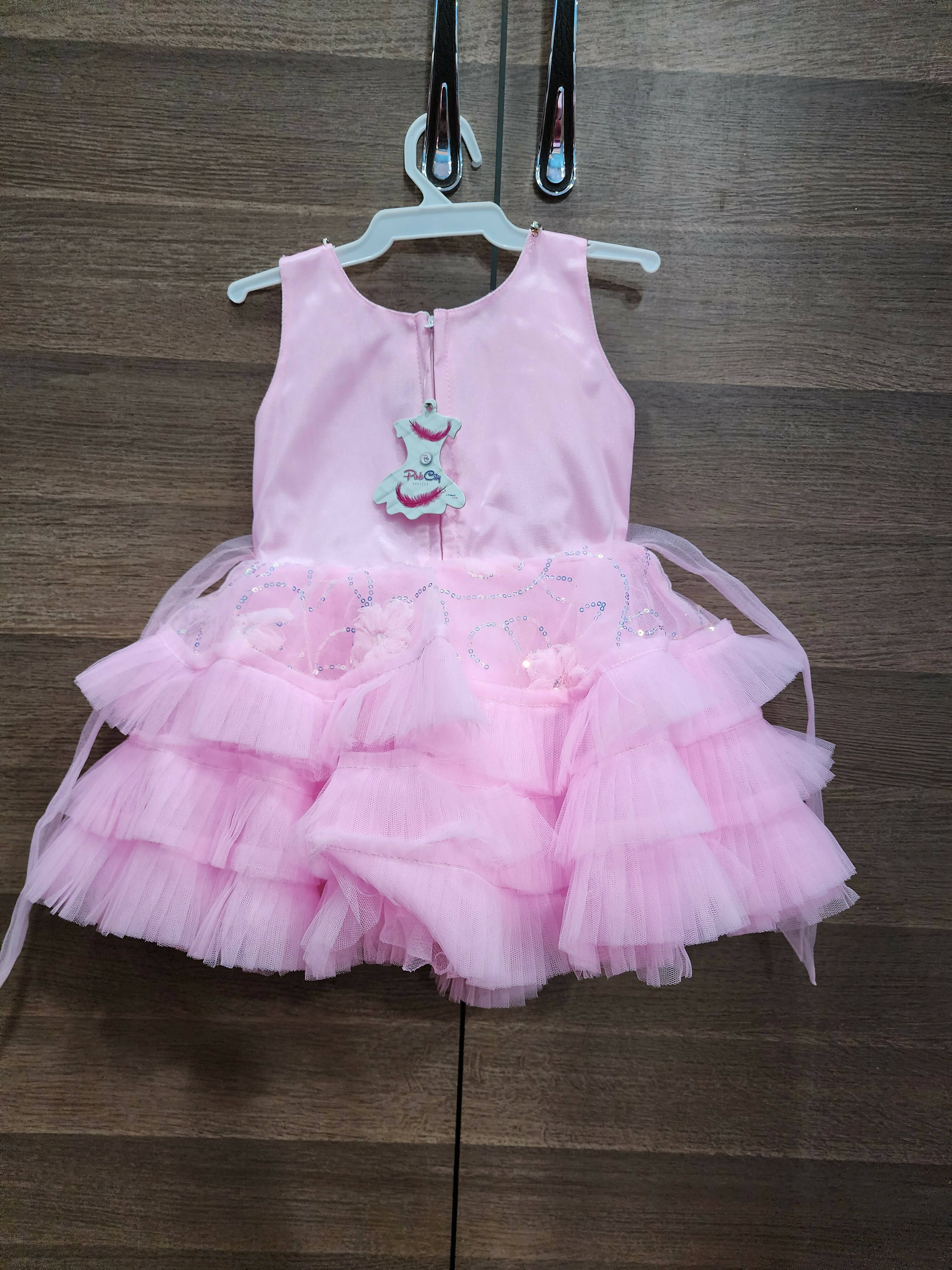 Pink princess frock - 1st Birthday Frock - PyaraBaby