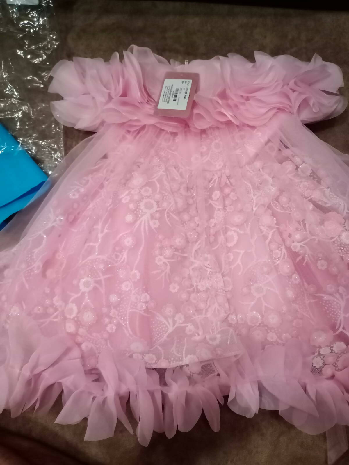 1st Birthday BLUE BELL Floor Length Pink Colour Frock - PyaraBaby