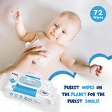 Paani Wipes – 99.9% Pure Water Wipes – FDA Approved- Dermatologically Tested – Goodness of Aloevera- Unscented- 72wipes – Pack of 1 - PyaraBaby