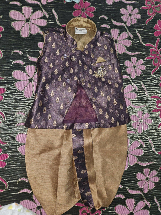 Partywear Dhoti Kurta in Silk Broccade - PyaraBaby