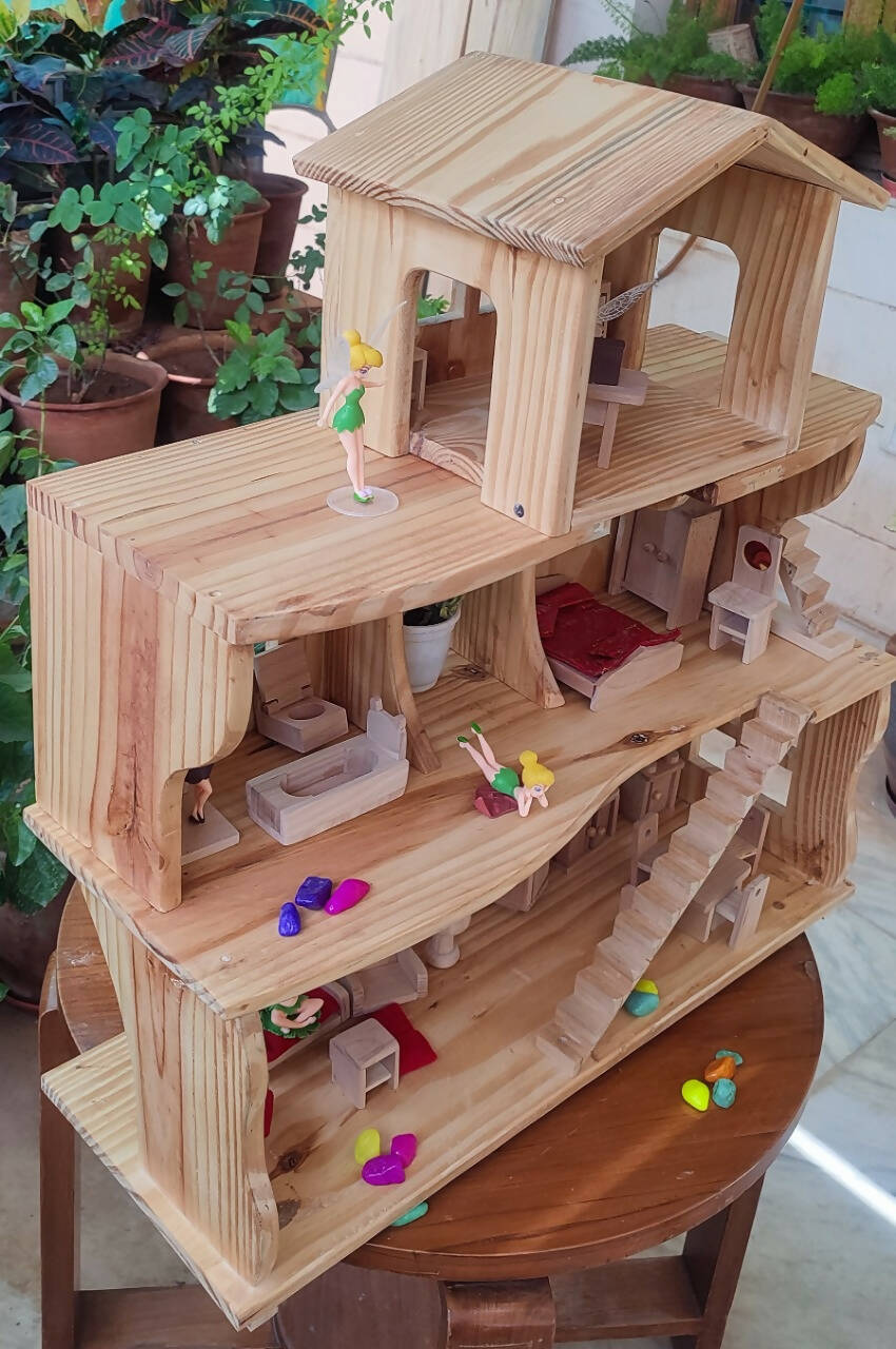 Wooden Doll House- Multi Arrangement 3 Storied Play Set - PyaraBaby