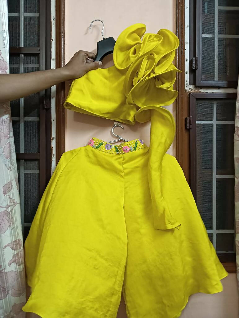 LITTLE MUFFET One Shoulder Crop Top and Lehenga