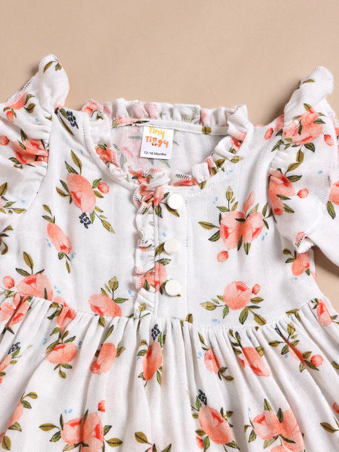 TINY TIGGY 100% Bamboo Muslin Baby Frock with Matching Shorts