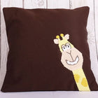 Smiling Giraffe Brown Crochet Cushion Cover - 16 x 16 inches - PyaraBaby
