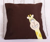 Crochet handmade Smiling Giraffe Brown Crochet Cushion Cover - 16 x 16 inches
