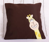 Smiling Giraffe Brown Crochet Cushion Cover - 16 x 16 inches - PyaraBaby