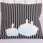 Sweet Duck Black & White Stripes Crochet Cushion Cover - 16 x 16 inches - PyaraBaby