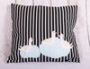 Crochet handmade Sweet Duck Black & White Stripes Crochet Cushion Cover - 16 x 16 inches