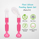 ADORE Flexi Silicone Feeding Spoon Set- Pack of 2 - PyaraBaby