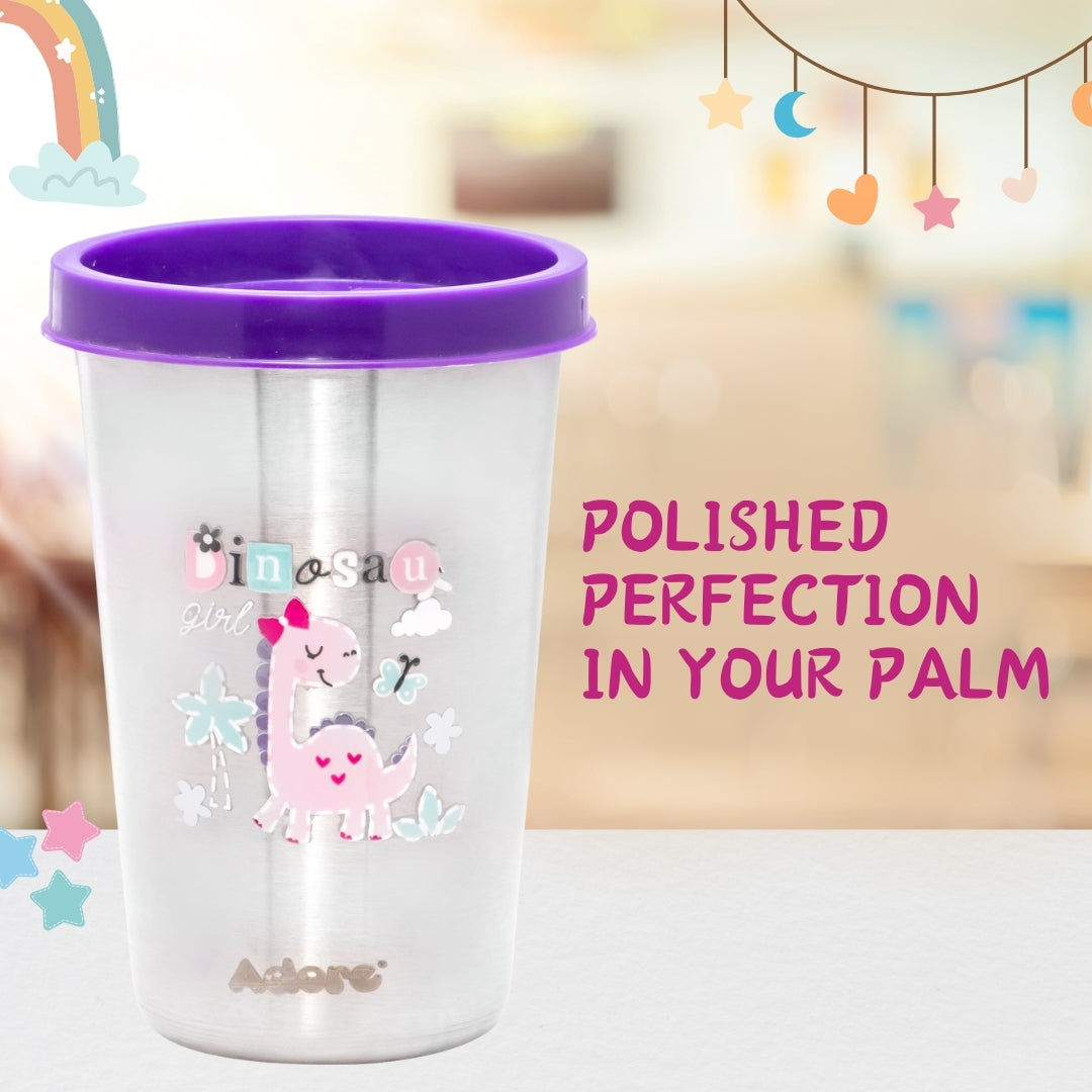 ADORE Bliss Stainless Steel Tumbler with Lid, Hole Lid, Straw and Brush Set - PyaraBaby