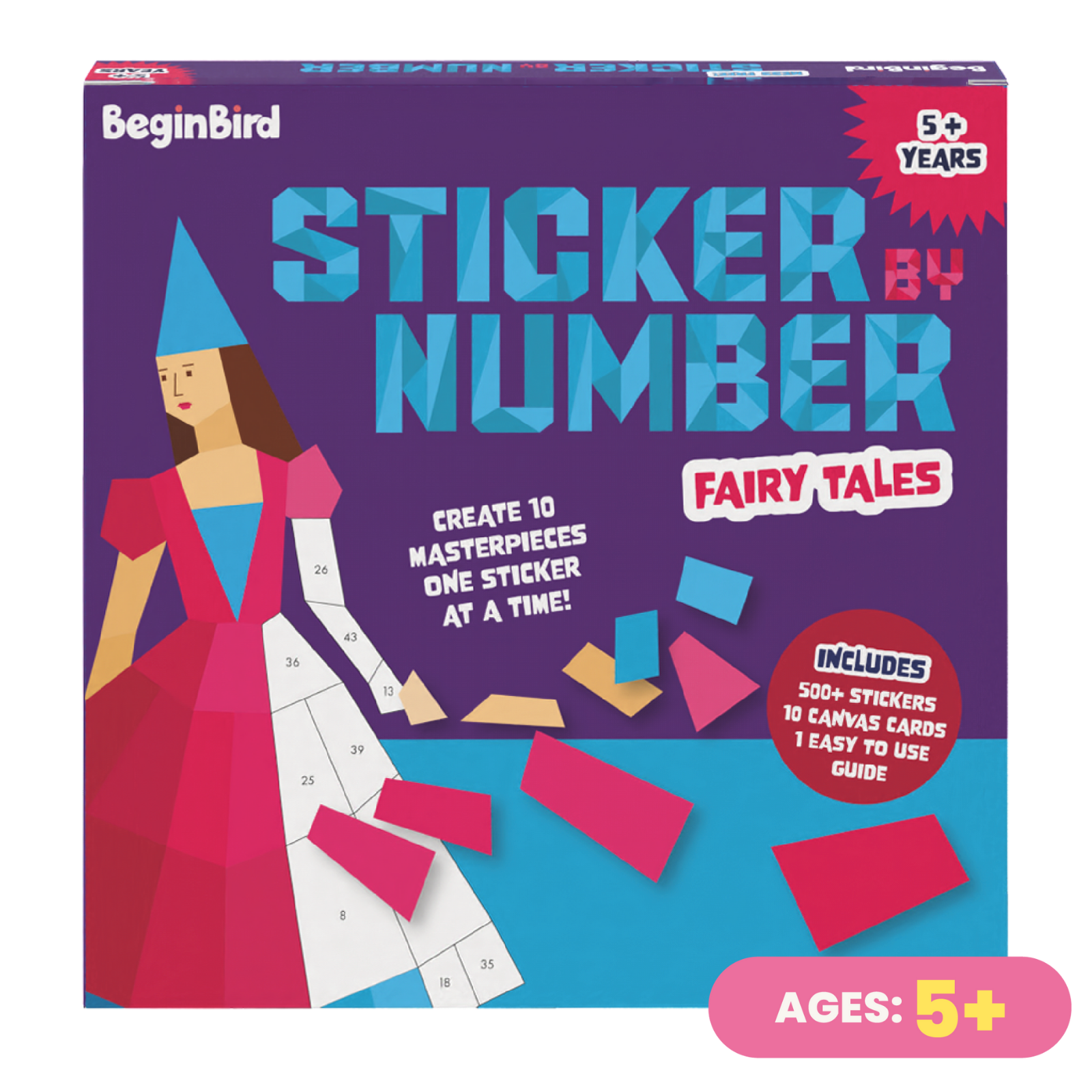 BeginBird Sticker by Number Fairy Tales kit packaging with a fairy design.